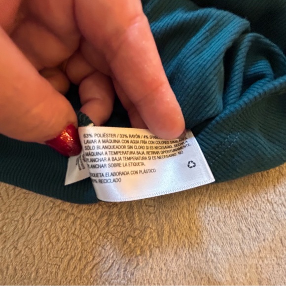 NWT Isabel Maternity by Ingrid and Isabel teal ribbed stretch vneck dress Size L - Picture 7 of 12